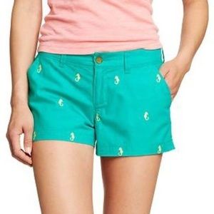 Old Navy Teal seahorse Embroidered Chino Shorts